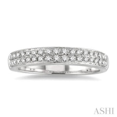 1/3 ctw Parallel Twin Row Round Cut Diamond Stack Band in 14K White Gold