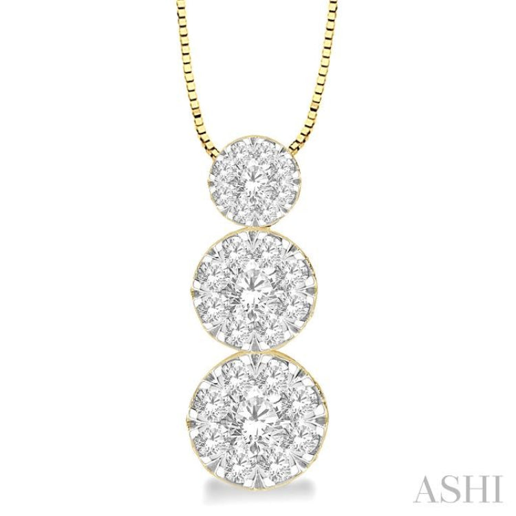 1/2 Ctw Diamond Lovebright Pendant in 14K Yellow and White Gold with Chain