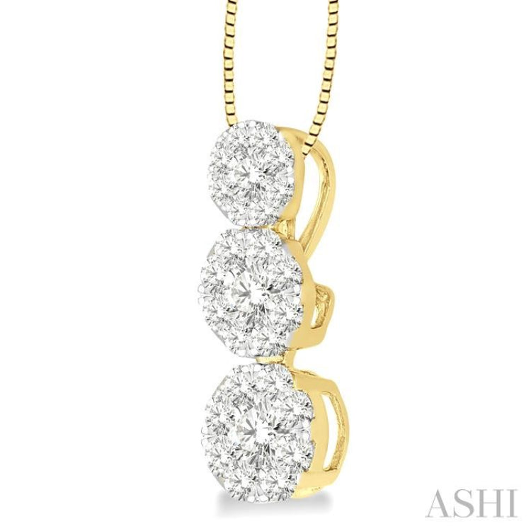 1/2 Ctw Diamond Lovebright Pendant in 14K Yellow and White Gold with Chain