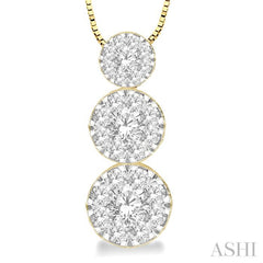 1/2 Ctw Diamond Lovebright Pendant in 14K Yellow and White Gold with Chain