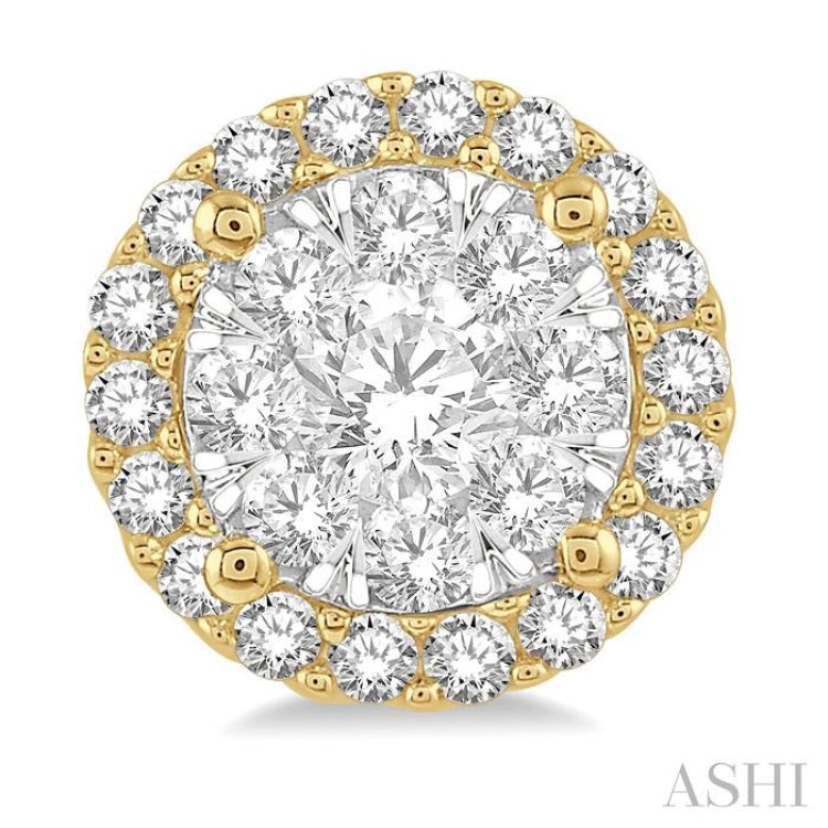 1/2 Ctw Lovebright Round Cut Diamond Stud Earrings in 14K Yellow and White Gold