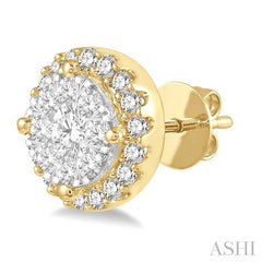 1/2 Ctw Lovebright Round Cut Diamond Stud Earrings in 14K Yellow and White Gold