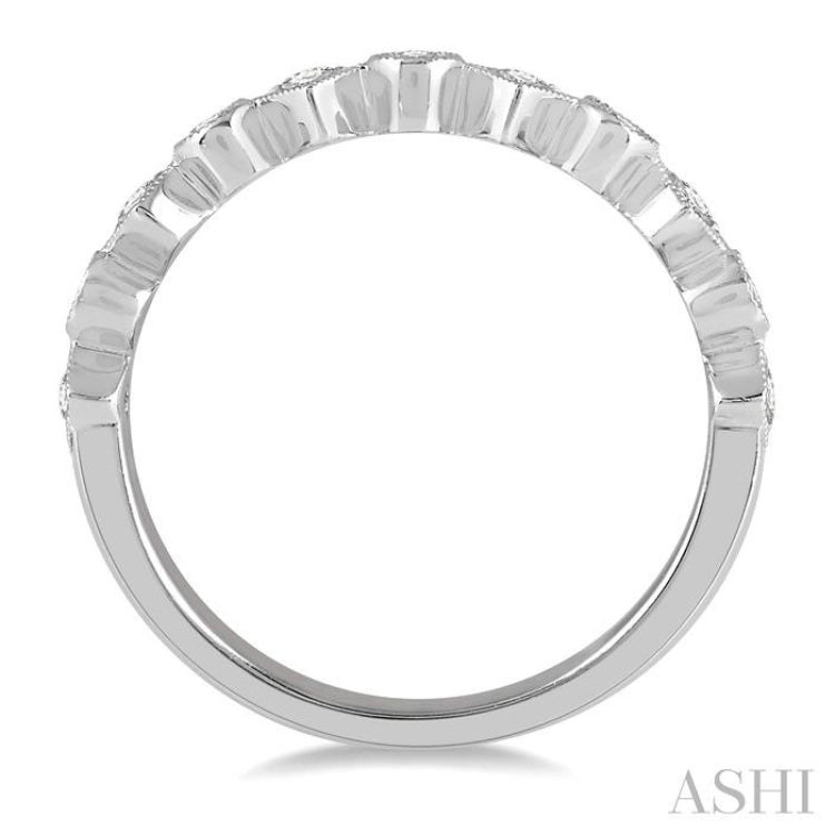 1/4 ctw Circular and Princess Mount Round Cut Diamond Stackable Band in 14K White Gold