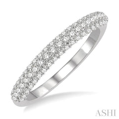 1/2 ctw Triple Row Round Cut Diamond Wedding Band in 14K White Gold