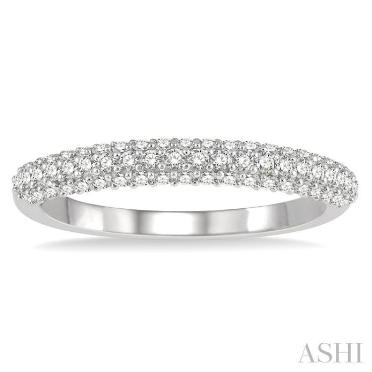 1/2 ctw Triple Row Round Cut Diamond Wedding Band in 14K White Gold