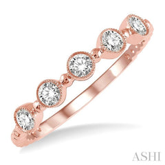 1/3 ctw Circular Mount Link Round Cut Diamond Fashion Band in 14K Rose Gold