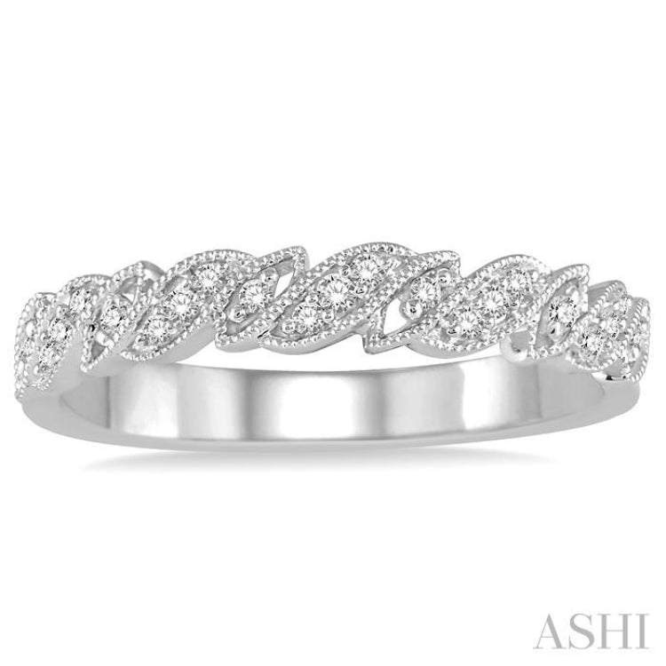 1/10 ctw Slanted Conjoined Pods Round Cut Diamond Stack Band in 14K White Gold