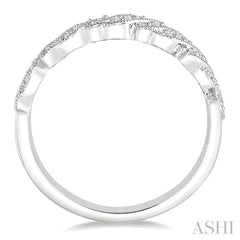 1/10 ctw Slanted Conjoined Pods Round Cut Diamond Stack Band in 14K White Gold