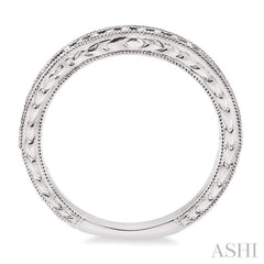 1/4 ctw Milgrain and Round Cut Diamond Wedding Band in 14K White Gold