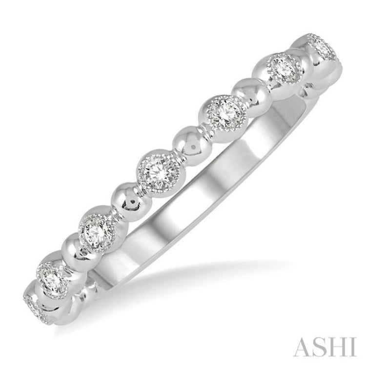 1/6 ctw Ball Link Round Cut Diamond Stack Band in 14K White Gold