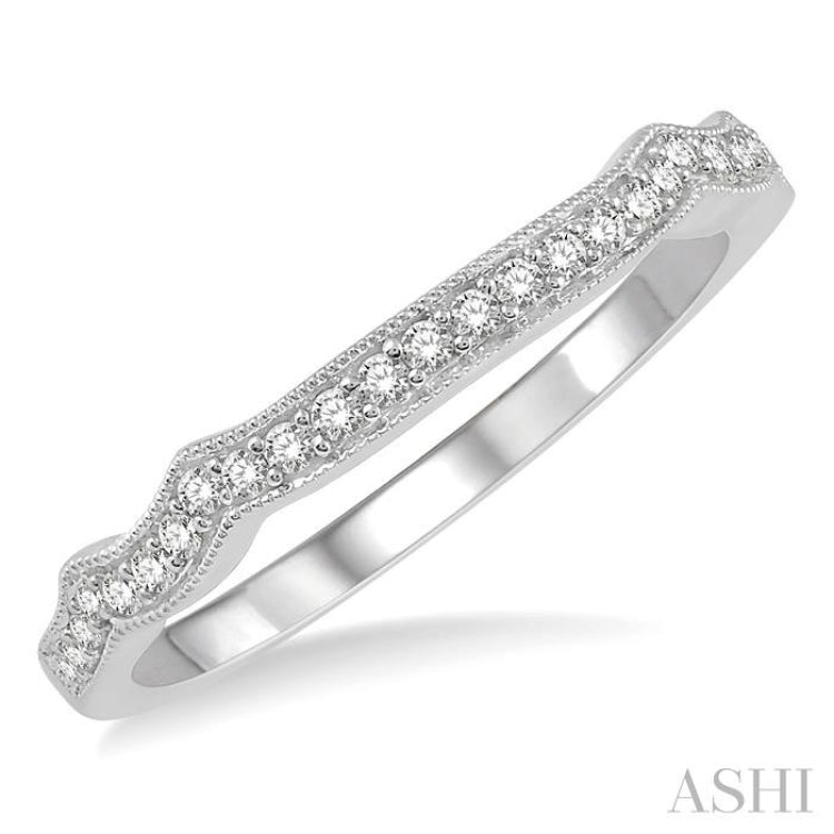 1/6 ctw Curvy Round Cut Diamond Wedding Band in 14K White Gold