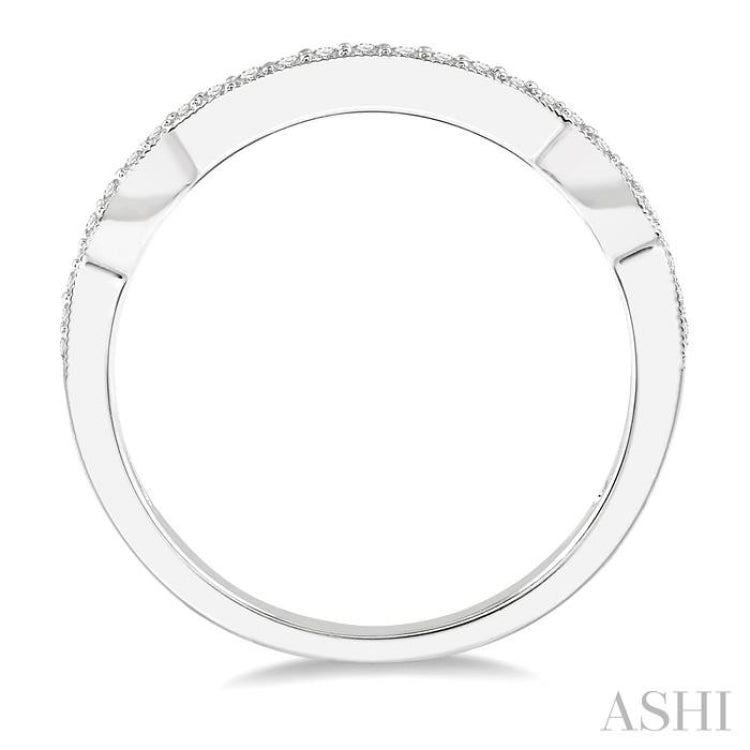 1/6 ctw Curvy Round Cut Diamond Wedding Band in 14K White Gold