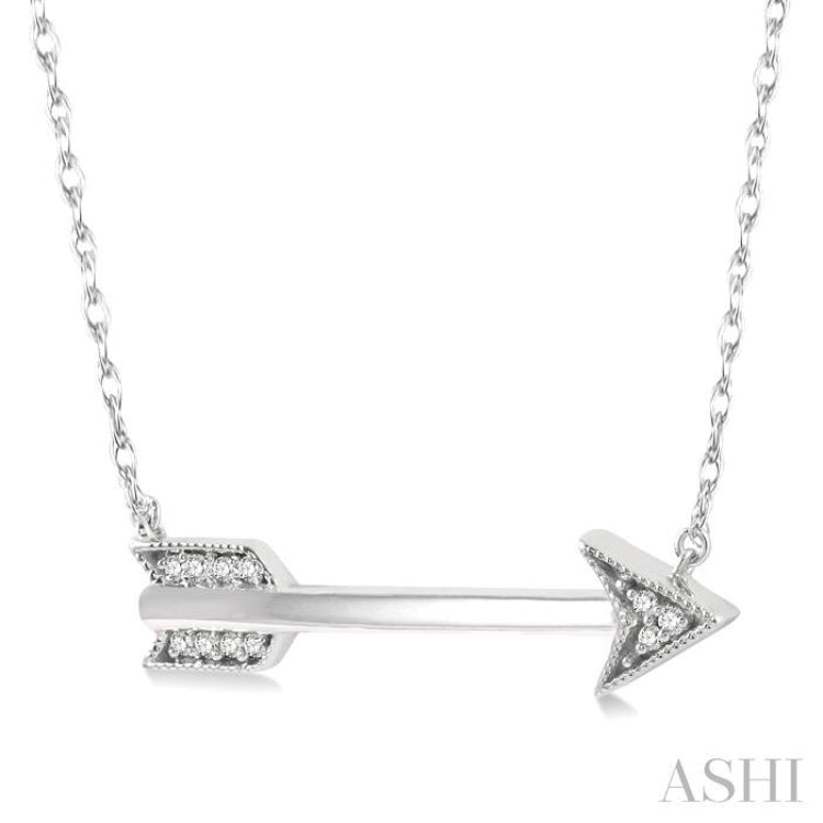 1/20 Ctw Round Cut Diamond Arrow Necklace in 10K White Gold