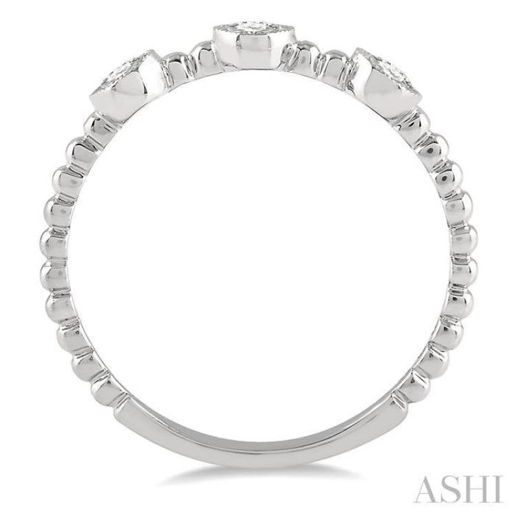 1/4 ctw Circular Tri Mount Ball Link Shank Round Cut Diamond Fashion Ring in 14K White Gold