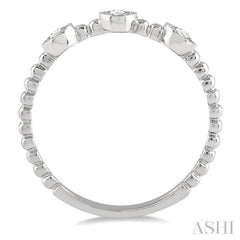 1/4 ctw Circular Tri Mount Ball Link Shank Round Cut Diamond Fashion Ring in 14K White Gold