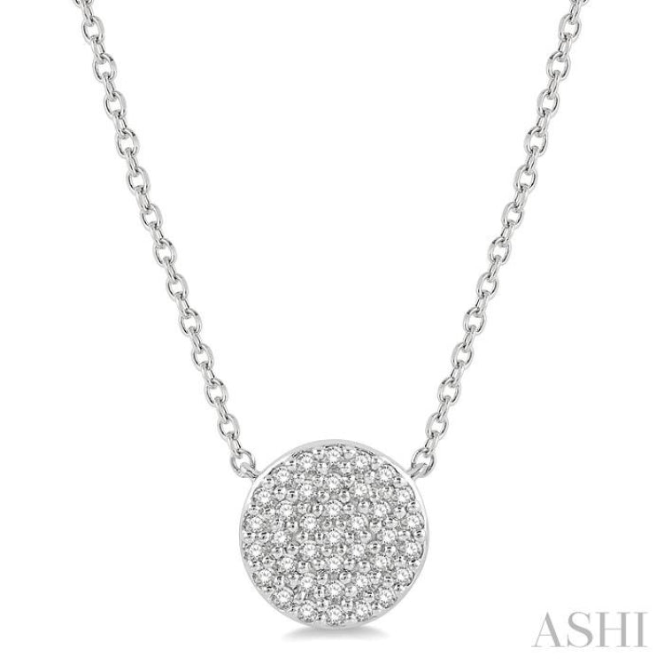 1/6 Ctw Disc Round Cut Diamond Necklace in 10K White Gold