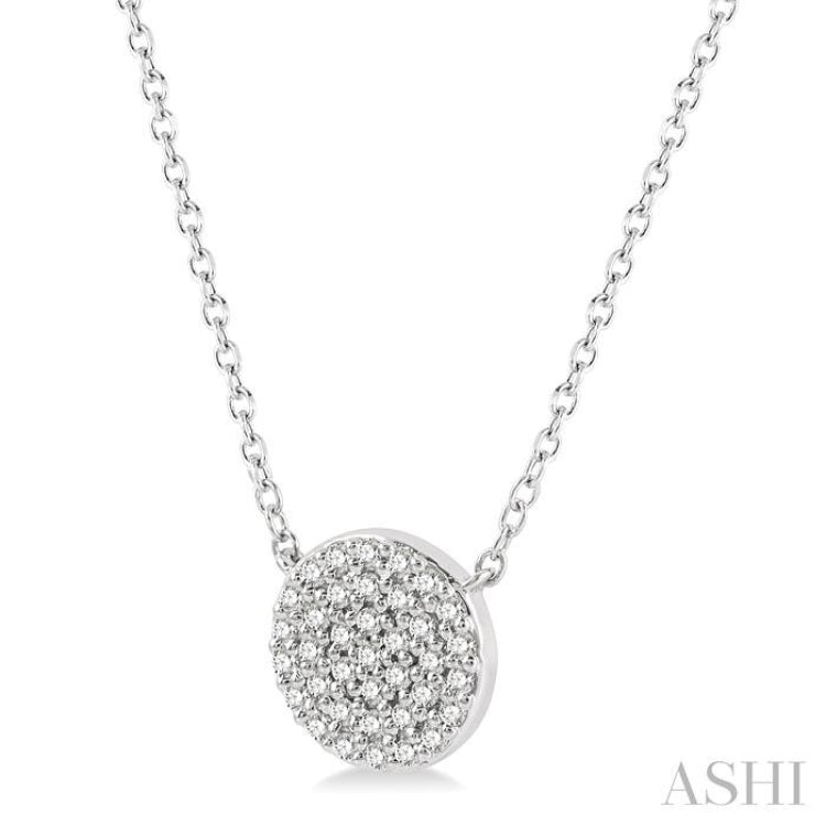 1/6 Ctw Disc Round Cut Diamond Necklace in 10K White Gold