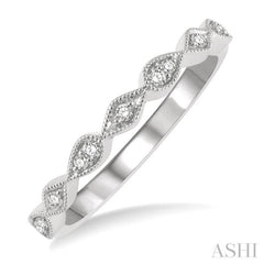 1/10 ctw Pear and Rhombus Shape Lattice Round Cut Diamond Wedding Band in 14K White Gold