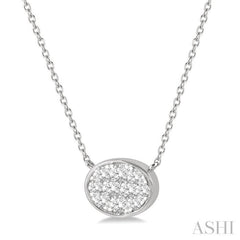 1/3 Ctw Oval Shape Lovebright Diamond Necklace in 14K White Gold