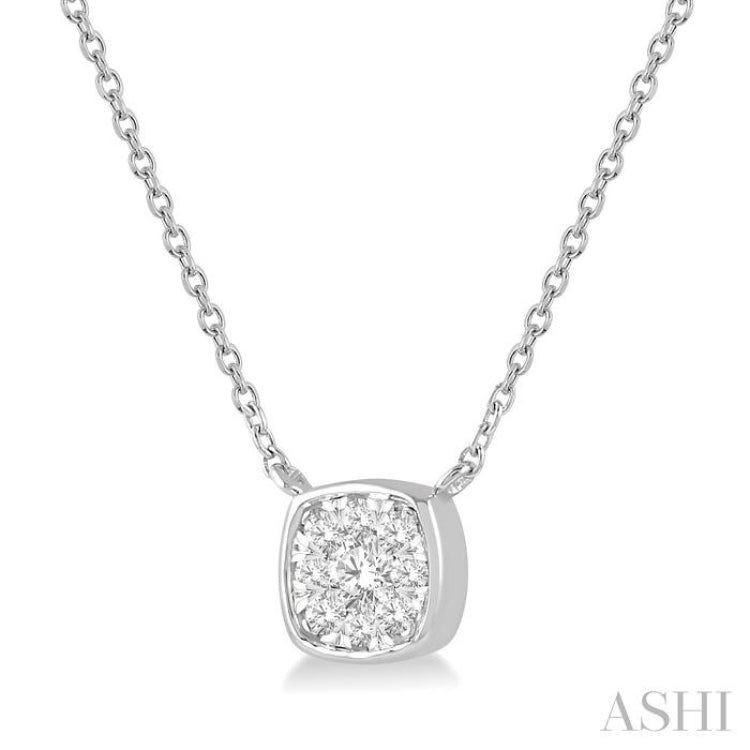 1/6 Ctw Cushion Shape Lovebright Diamond Necklace in 14K White Gold