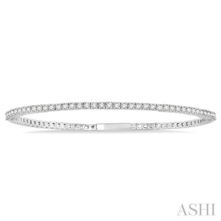 1 Ctw Round Cut Flexible Diamond Bangle in 14K White Gold