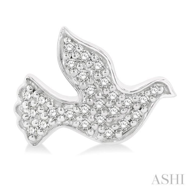 1/6 Ctw Petite Dove Round Cut Diamond Fashion Stud Earrings in 10K White Gold