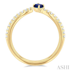 1/10 ctw Petite 4X3 MM Oval Cut Sapphire and Round Cut Diamond Precious Fashion Ring in 10K Yellow Gold