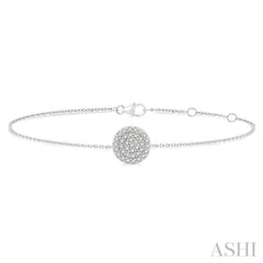 1/6 ctw Petite Circular Disc Round Cut Diamond Fashion Bracelet in 10K White Gold