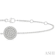 1/6 ctw Petite Circular Disc Round Cut Diamond Fashion Bracelet in 10K White Gold