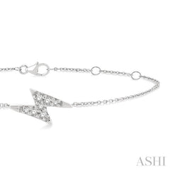 1/10 Ctw Petite Lightning Bolt Round Cut Diamond Fashion Bracelet in 10K White Gold