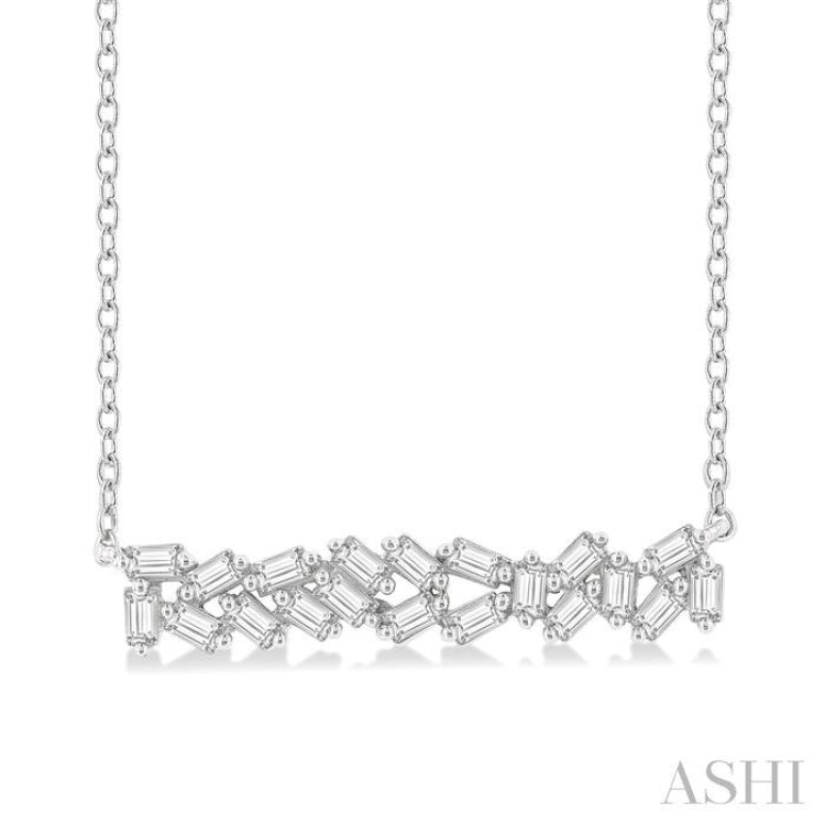 1/5 ctw Scatter Baguette Cut Diamond Fashion Necklace in 14K White Gold