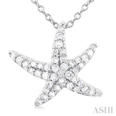 1/5 Ctw Petite Starfish Round Cut Diamond Fashion Pendant With Chain in 10K White Gold