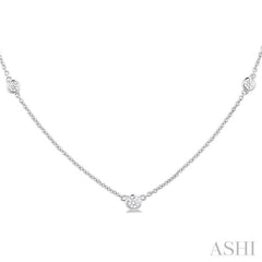 1/4 ctw Bezel Set Round Cut Diamond Station Necklace in 14K White Gold