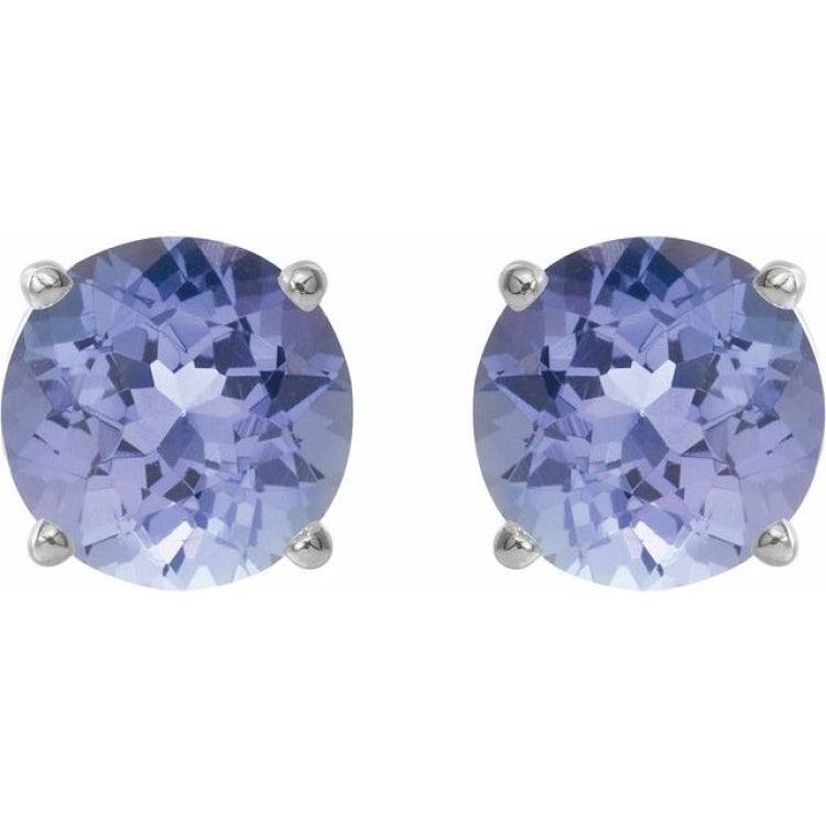 Platinum 7 mm Natural Tanzanite Stud Earrings