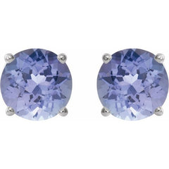 Platinum 7 mm Natural Tanzanite Stud Earrings