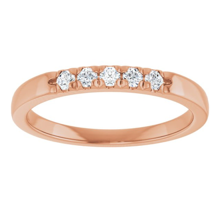 14K Rose 1/6 CTW Lab-Grown Diamond  French-Set Anniversary Band