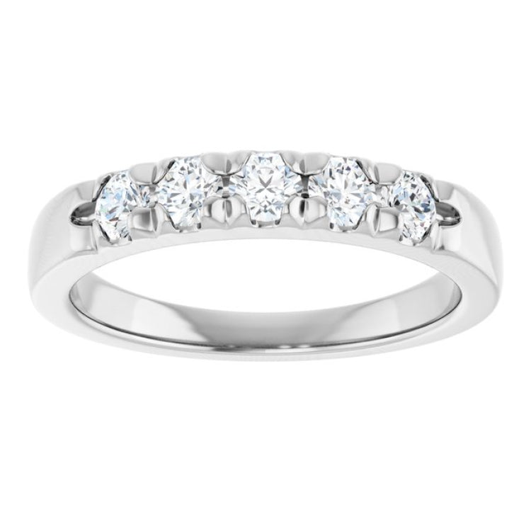 14K White 1/2 CTW Lab-Grown Diamond  French-Set Anniversary Band