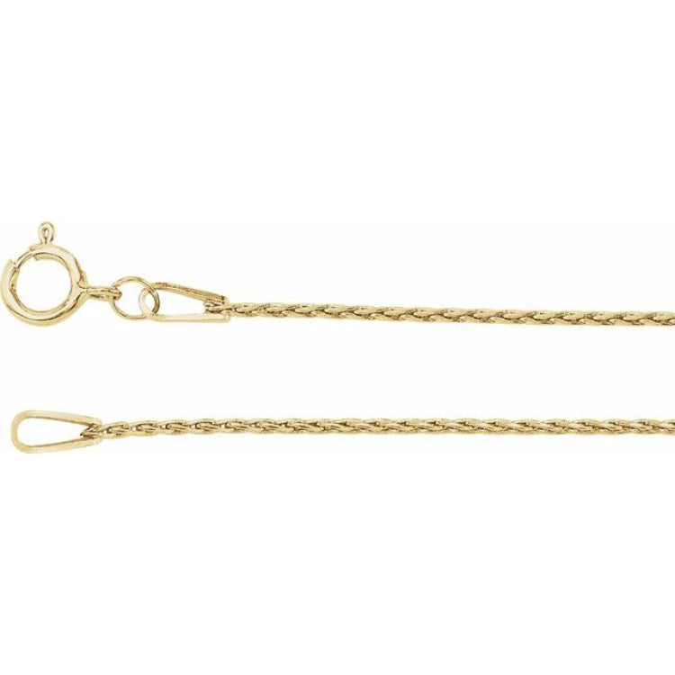 14K Yellow 1 mm Wheat 24" Chain