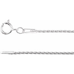 14K White 1 mm Wheat 18" Chain