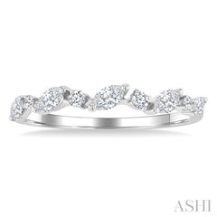 3/8 Ctw Wave Pattern Scatter Marquise and Round Cut Diamond Fashion Band in 14K White Gold