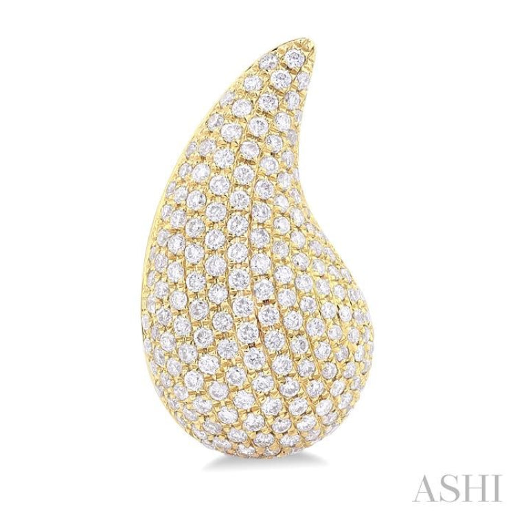 7/8 ctw Tear Drop Round Cut Diamond Fashion Stud Earrings in 14K Yellow Gold