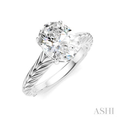 1/20 Ctw Oval Shape Round Cut Diamond Semi-Mount Engagement Ring in 14K White Gold