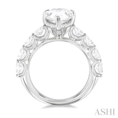 1 1/3 ctw Pear Shape Oval and Round Cut Diamond Semi Mount Engagement Ring in 14K  White Gold