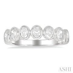 1.00 ctw 7-Stone Bezel Set Oval Cut Diamond Fashion Band in 14K White Gold