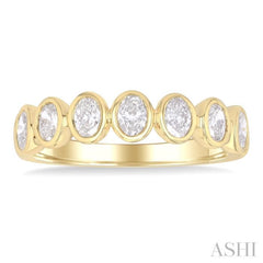 1.00 ctw 7-Stone Bezel Set Oval Cut Diamond Fashion Band in 14K Yellow Gold