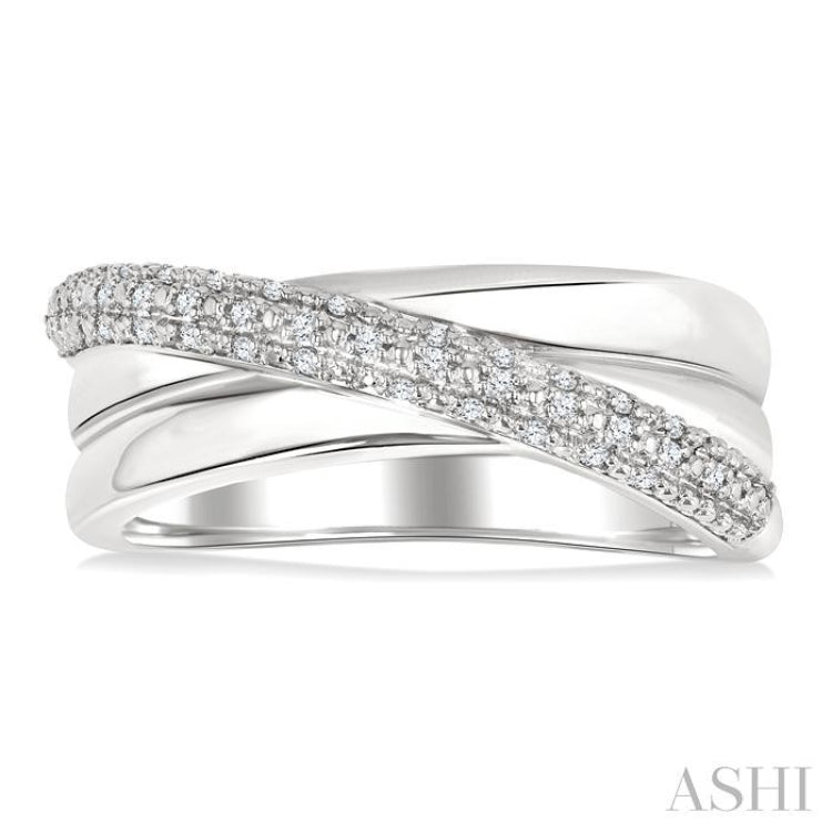1/8 Ctw Bold Criss Cross Round Cut Diamond Fashion Band in Sterling Silver