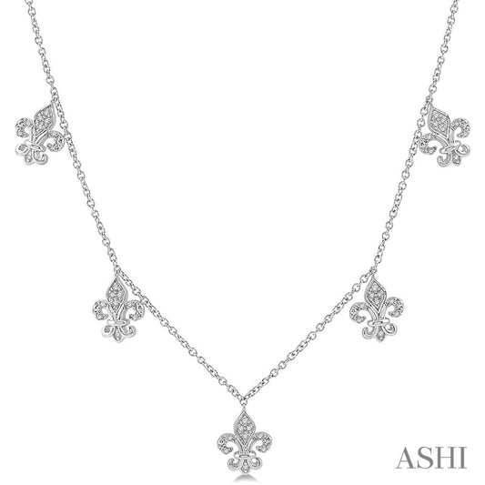 Ashi Fleur De Lis Diamond Station Necklace