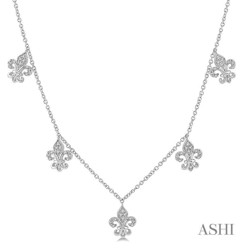 Ashi Fleur De Lis Diamond Station Necklace