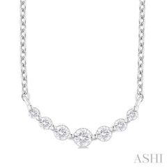 1/8 Ctw Petite Smile Graduated Round Cut Diamond Necklace in Sterling Silver