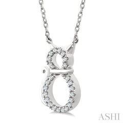 1/10 Ctw Cat Shape Petite Round Cut Diamond Fashion Pendant With Chain in 10K White Gold
